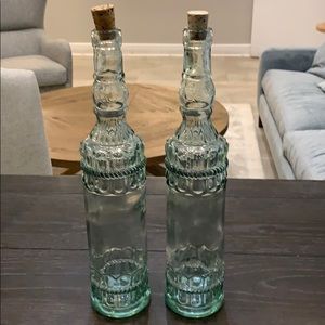 2 Vintage Albiglass Decorative Glass Bottles
